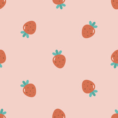 Seamless pattern with strawberry. For card, posters, banners, books, printing on the pack, clothes, fabric, wallpaper, textile or dishes