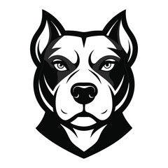 vector illustration of a dog head, a black and white icon isolated on white background