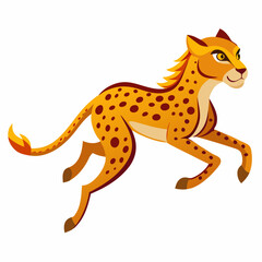 Cartoon style cheetah, animal, vector, transparent background 