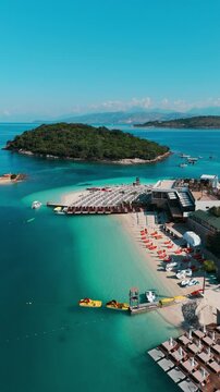 Aerial view of Ksamil Beach in Albania