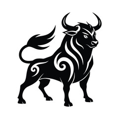 vector illustration of a bull, a bull full-body silhouette icon isolated on white background