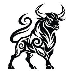 vector illustration of a bull silhouette icon isolated on white background