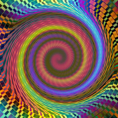 Vortex formed by blending colorful paint, abstract image