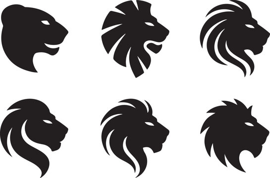 Majestic Lion Head Icons A Collection of Elegant, Stylized Designs