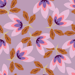 Modern floral with flowers print. Seamless pattern. Hand drawn style.