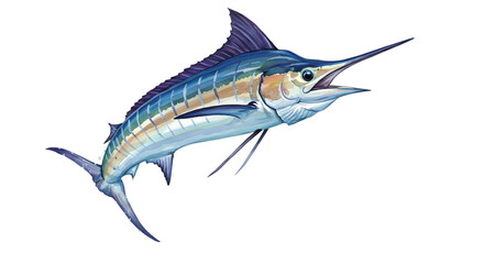 Striped Marlin Watercolor Painting - Powerful Ocean Predator Illustration watercolor png, transparent isolated nackground