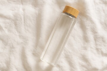Eco Glass Water Bottle on White Linen