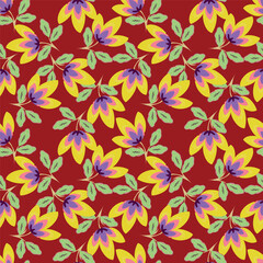 Tropical flower pattern seamless, silhouette of blooming, hand drawn botanical, Floral leaf for spring and Summer time, natural ornaments for textile, fabric, wallpaper, background design.
