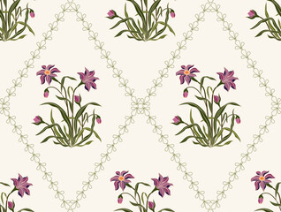 Vector Hand drawn colourful geometric flowers, seamless patterns with floral for fabric, textiles, clothing, wrapping paper, backdrop, banner, illustration, abstract backgrounds.
