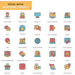 Social Media Icons – Flat Vector Set of Popular Platforms and Digital Communication Symbols

