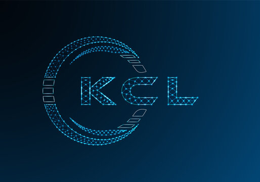 KCL low poly letter logo vector design. KCL lower poly logo design. Low poly logo.