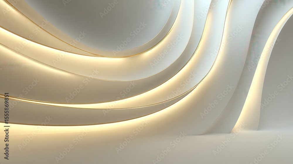 Poster venetian plaster background with soft symmetric curved line, 3d rendering illustration of abstract f