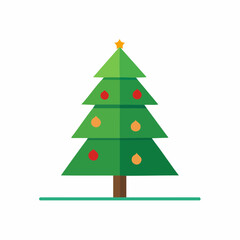 Fototapeta premium Christmas Tree Icon: A simple yet festive Christmas tree icon, adorned with colorful ornaments and a star on top, perfect for holiday-themed designs and celebrations. 