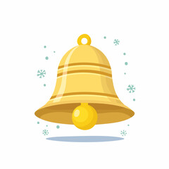 Golden Bell: A detailed illustration of a shiny golden bell, its radiant form is adorned with precise details, reflecting light and casting subtle shadows against a clear, soft backdrop.