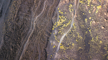Aerial view over Etna national park, view of volcanic landscape in Sicily, Italy