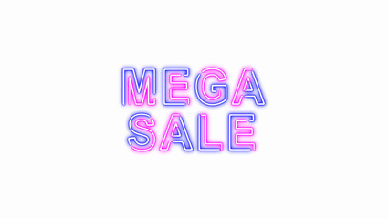 Fototapeta premium mega sale black friday neon lights pink and blue flicker on transparent background, png big sale promotion and special offer design element 