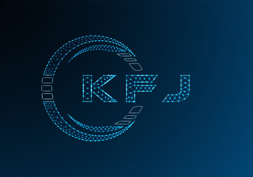 KFJ low poly letter logo vector design. KFJ lower poly logo design. Low poly logo.