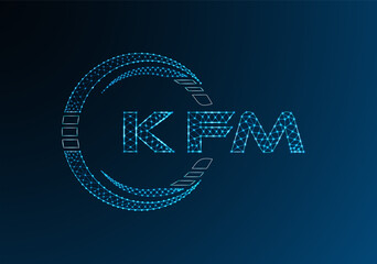 KFM low poly letter logo vector design. KFM lower poly logo design. Low poly logo.