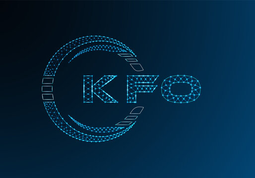 KFO low poly letter logo vector design. KFO lower poly logo design. Low poly logo.