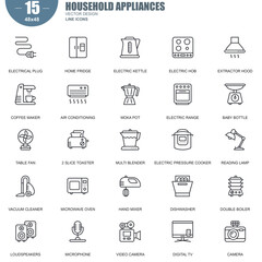 Household Icons – Flat Vector Illustration of Home and Domestic Items

