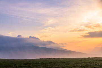 Sunset in the Carpathian Mountains is a magical moment — golden light bathes the peaks, clouds...