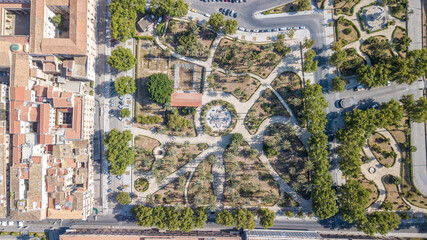 Palermo - Sicily, Italy - September 5, 2020: Aerial view over Villa Bonanno park, summer days