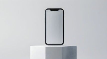 Blank smartphone mockup with empty screen, isolated on a clean background. Ideal for app design, UI/UX presentation, or technology product display.
