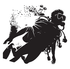 vector Scuba diving Silhouette Collection diving vector graphic