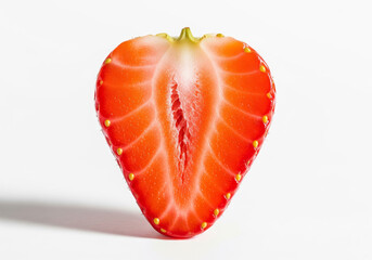 Halved Strawberry Close-up on White Background
