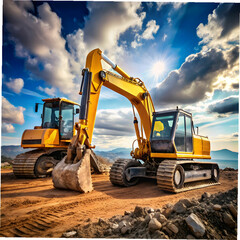 excavator and grader