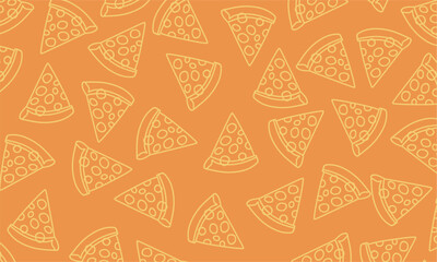 Pizza slice seamless pattern outline. Pizza seamless pattern for restaurant packaging background. Pizza pattern background.