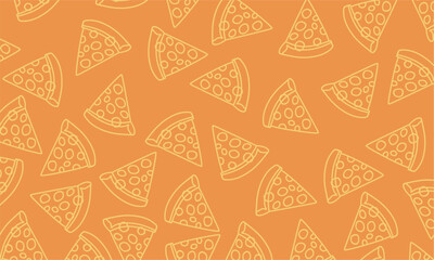 Pizza pieces vector seamless pattern. Flat style. Pizza slice background.  Vector illustration.