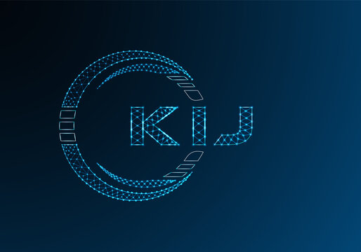 KIJ low poly letter logo vector design. KIJ lower poly logo design. Low poly logo.