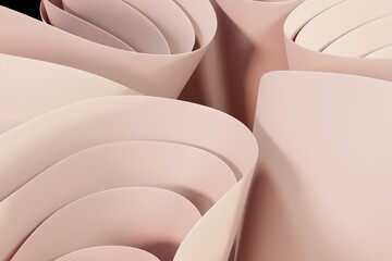 Minimalist paper sculpture with soft scrolls in pastel peach-pink tones. A delicate and clean...