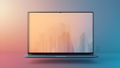 blank laptop screen floating transparent setting ideal modern technology presentations customizable digital mockups