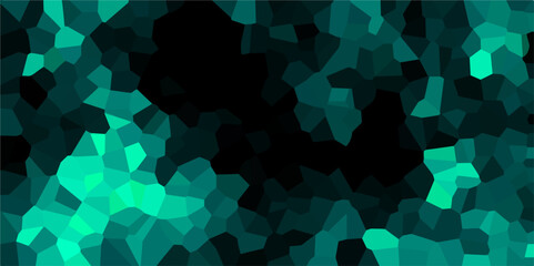 Voronoi diagram background. Seamless pattern with 3d shapes vector Vintage Illustration background. Geometric Retro tiles pattern. Low poly crystal mosaic background. Dark mint broken stained glass.