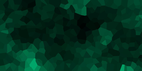 Dark green polygonal crystal Background. Hexagonal dark mosaic cement stone concrete tile wall texture background. Dark jade stone background with rock pattern, macro. Texture of abstract backdrop.