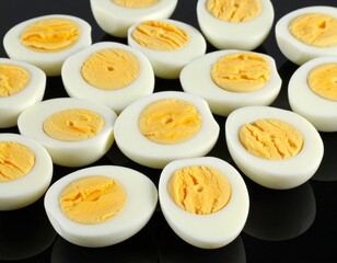 Perfectly Cooked Hard-Boiled Eggs Halves: Healthy Protein & Breakfast