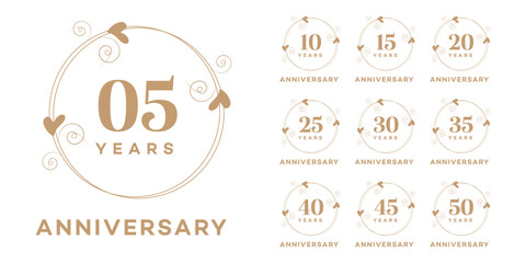 Anniversary Milestones 5, 10, 15, 20, 25, 30, 35, 40, 45, 50 Years