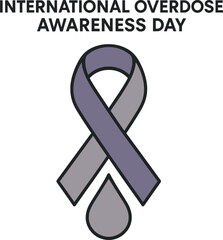 International Overdose Awareness Day Vector Awareness Ribbon with Drop