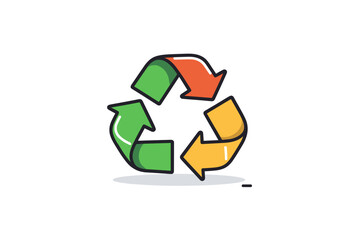 Obraz premium Recycle Symbol Illustration with Green, Orange, and Yellow Arrows on a White Background, Promoting Environmental Awareness and Sustainability