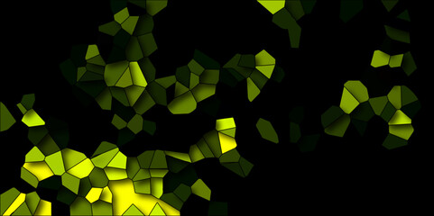 Abstract green background with arrows. Light Green vector low poly layout. Low poly crystal mosaic background. 3d Dark lemon broken stained glass. Voronoi diagram 3d shapes vector vintage background.
