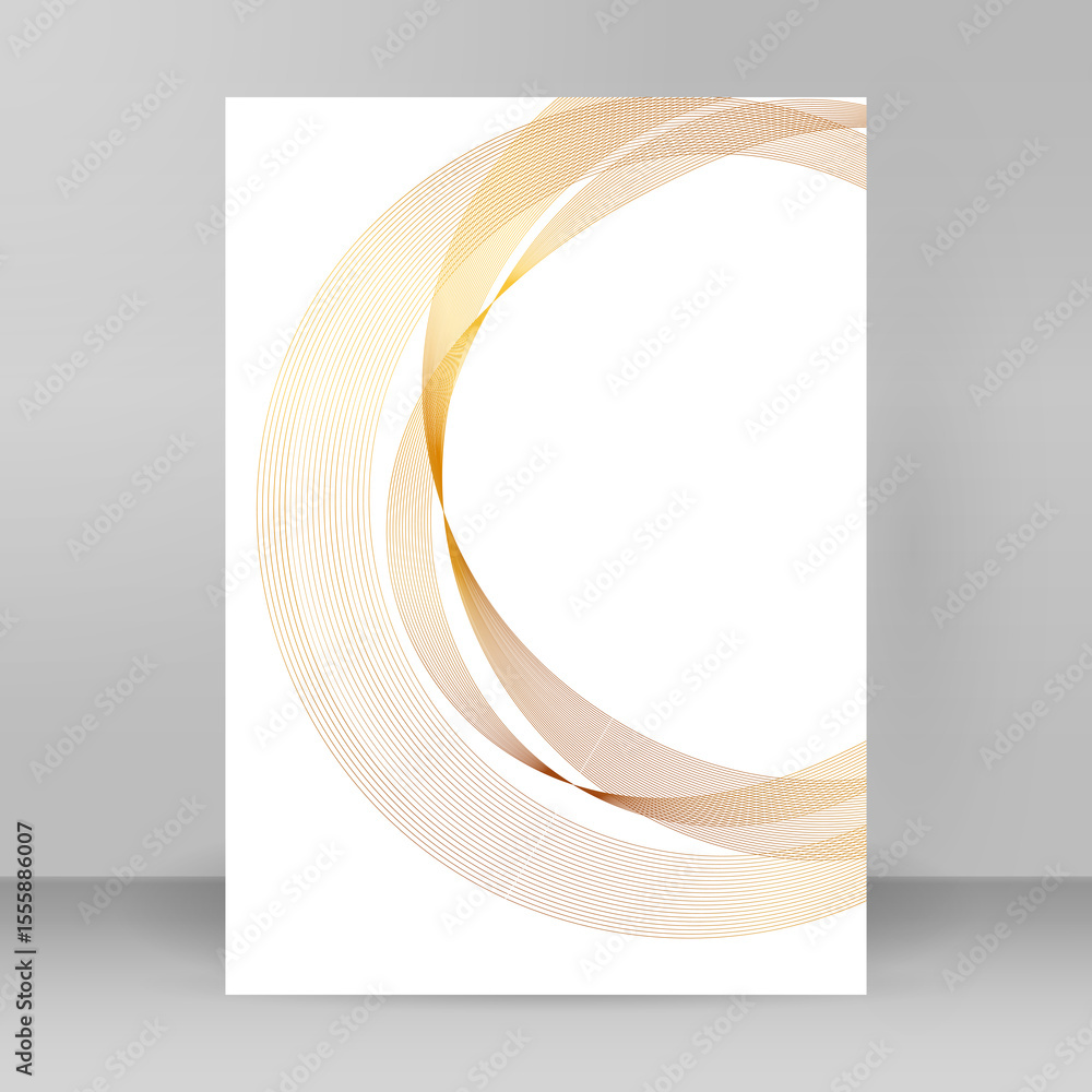 Poster abstract golden element on white background isolated. template brochure a4 format , layout leaflet, 