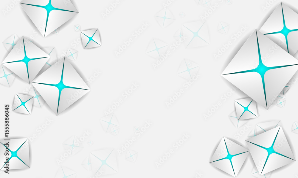 Poster 3d shape geometric shape-abstract elegant diamond shape with gradient cyan color wheel-creative temp
