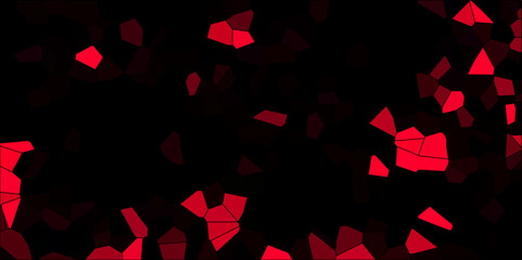 Dark red and black broken stained glass background with black lines. Voronoi diagram background. Seamless pattern with 3d shapes vector Vintage Illustration background. Geometric Retro tiles pattern