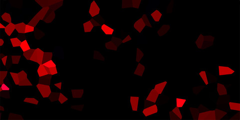 Dark red and black broken stained glass background with black lines. Voronoi diagram background. Seamless pattern with 3d shapes vector Vintage Illustration background. Geometric Retro tiles pattern