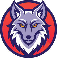 bold wolf head mascot logo on a white circle backg
