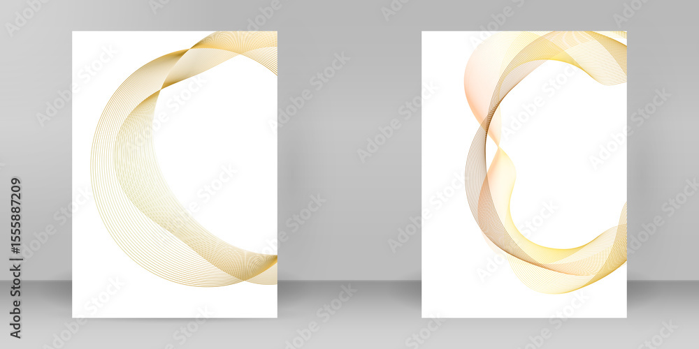 Poster abstract golden element on white background isolated. template brochure a4 format , layout leaflet, 