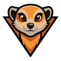 cunning meerkat head mascot logo on a white triang