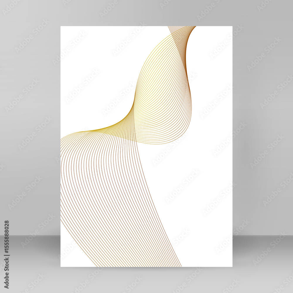 Poster abstract lines golden element on background. jpg for template brochure a4 format , layout leaflet, c